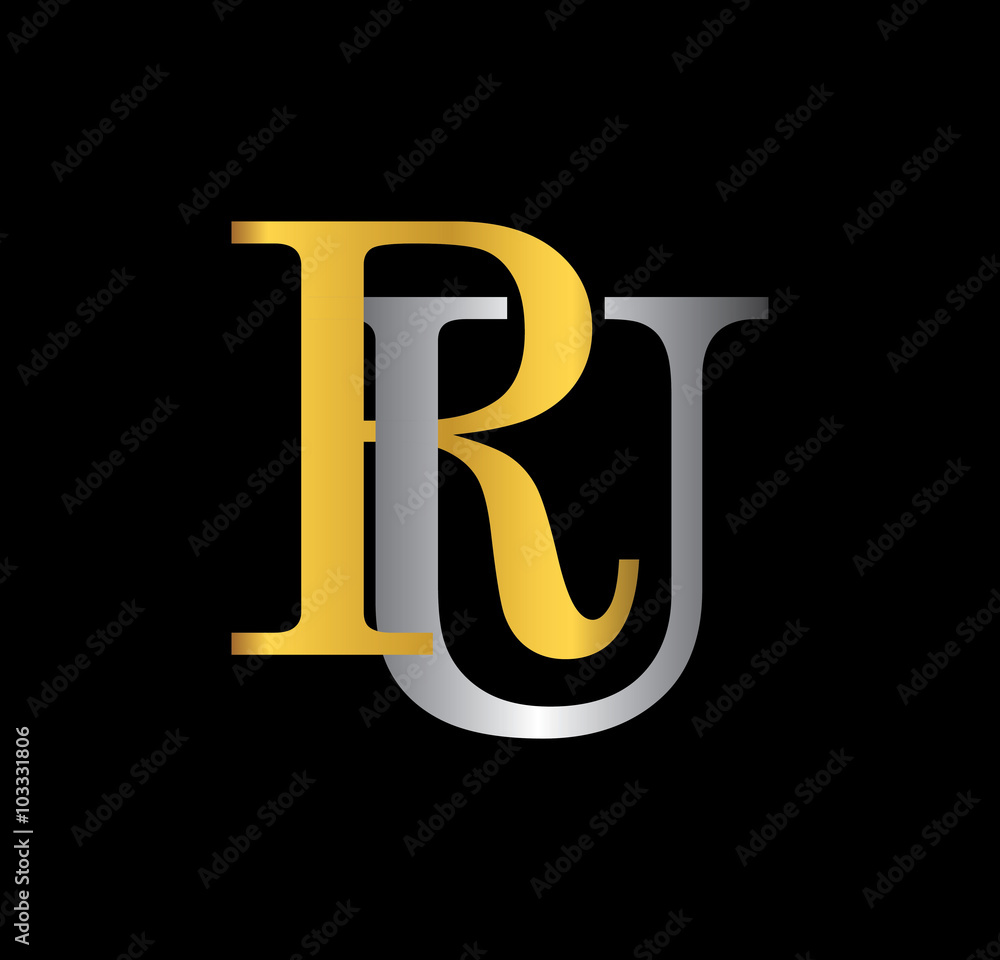 RU initial letter with gold and silver RU initial letter with gold and silver