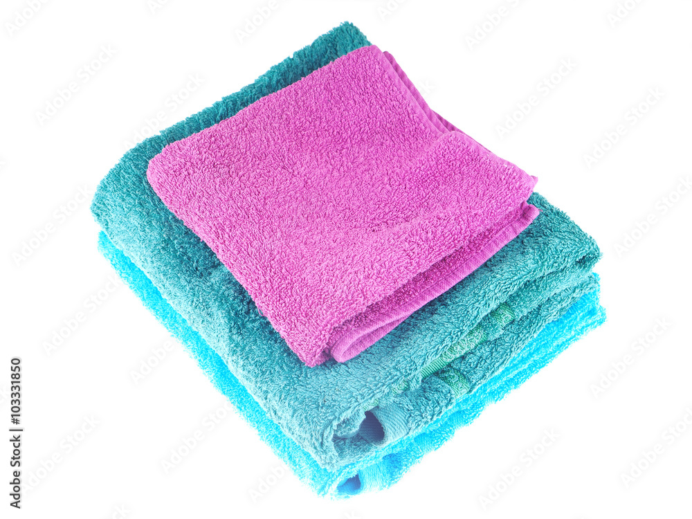 colored towels on the white background colored towels on the white background