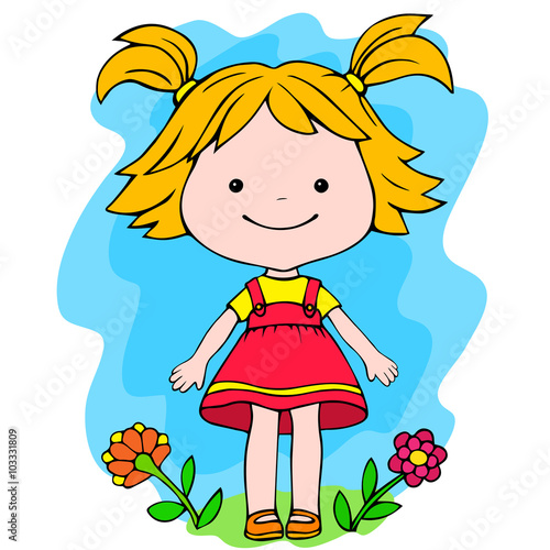 A little girl standing in flowers