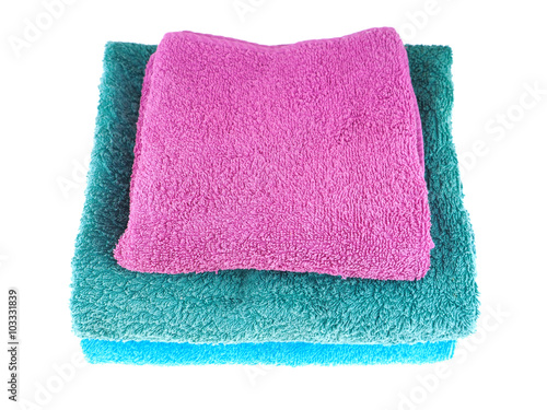 colored towels on the white background