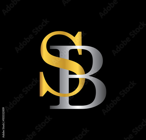 SB initial letter with gold and silver