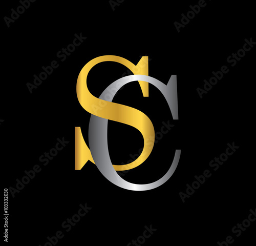 SC initial letter with gold and silver
