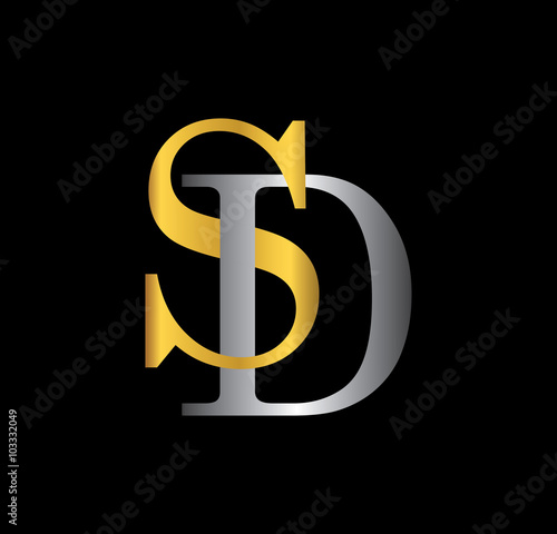 SD initial letter with gold and silver