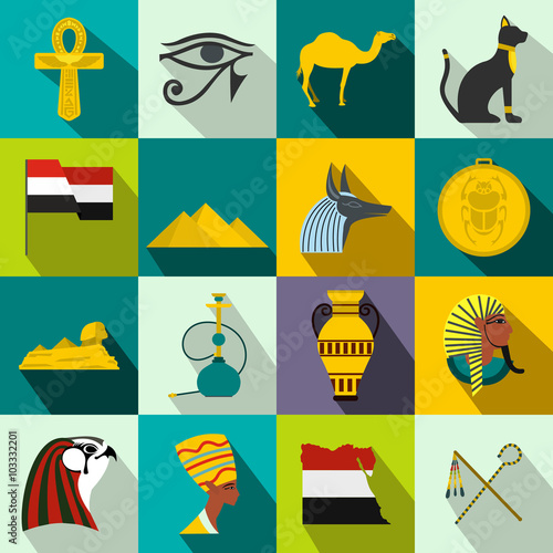 Egypt icons flat
