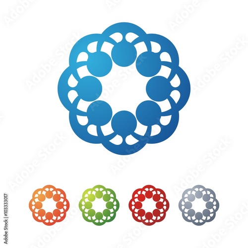 Abstract Logo Of Flowers, Circle Design Vector Logo Template