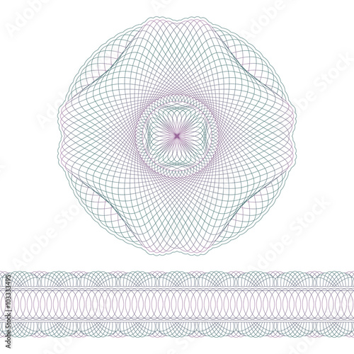 Decorative guilloche elements and border