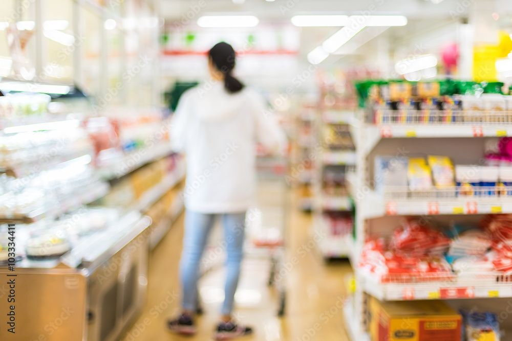 Fototapeta premium blur background of people shopping in supermarket