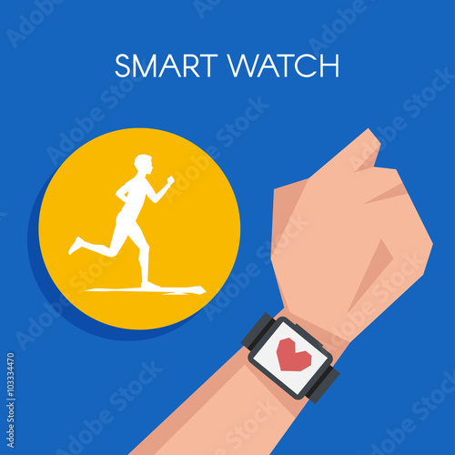 Vector illustration of Fitness tracker or smart watch wearable t