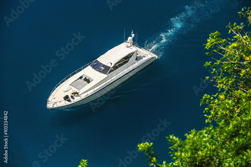 Luxury yacht sailing in Mediterranean Sea near French Riviera, Monaco   © ValentinValkov