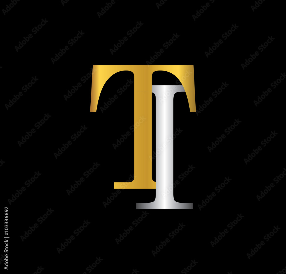 TI initial letter with gold and silver TI initial letter with gold and silver