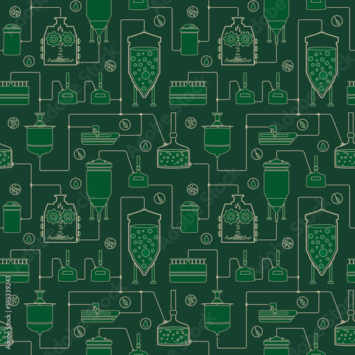 Green seamless background - beer brewing process