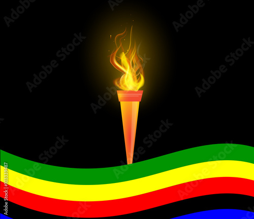 Olympic Torch and flag