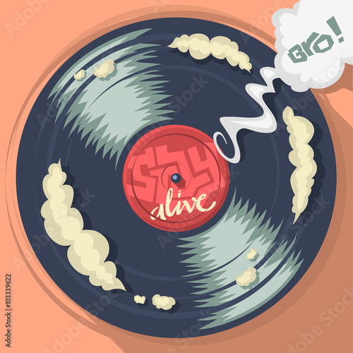 Stay Alive Message On The Vinyl Record Label. Vector Illustration.