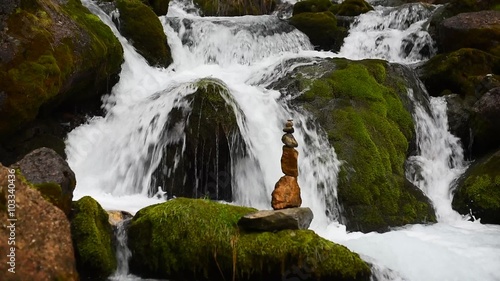 zen taşı ve şelale suları photo