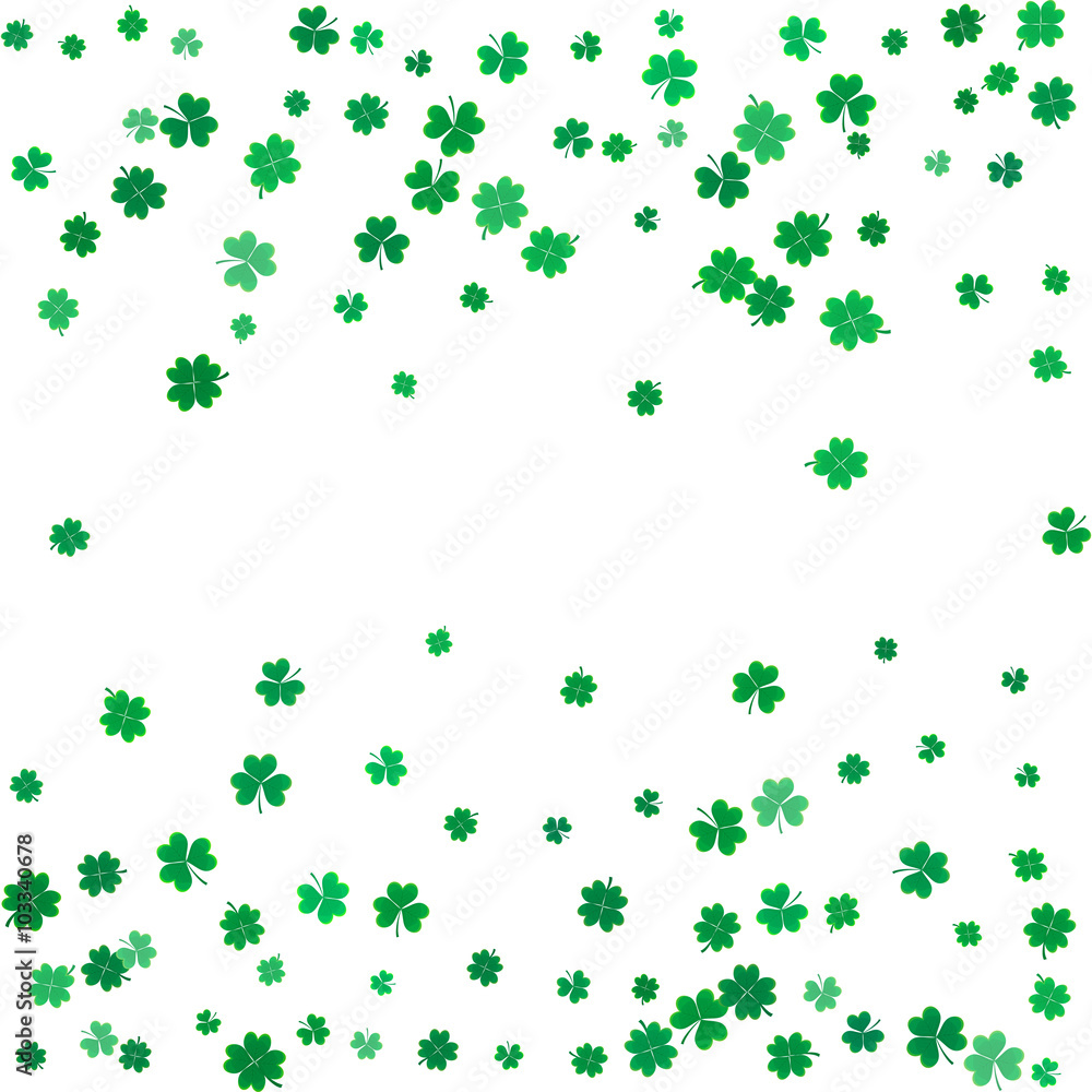 St. Patricks day background with flying clovers. St. Patricks day background with flying clovers.
