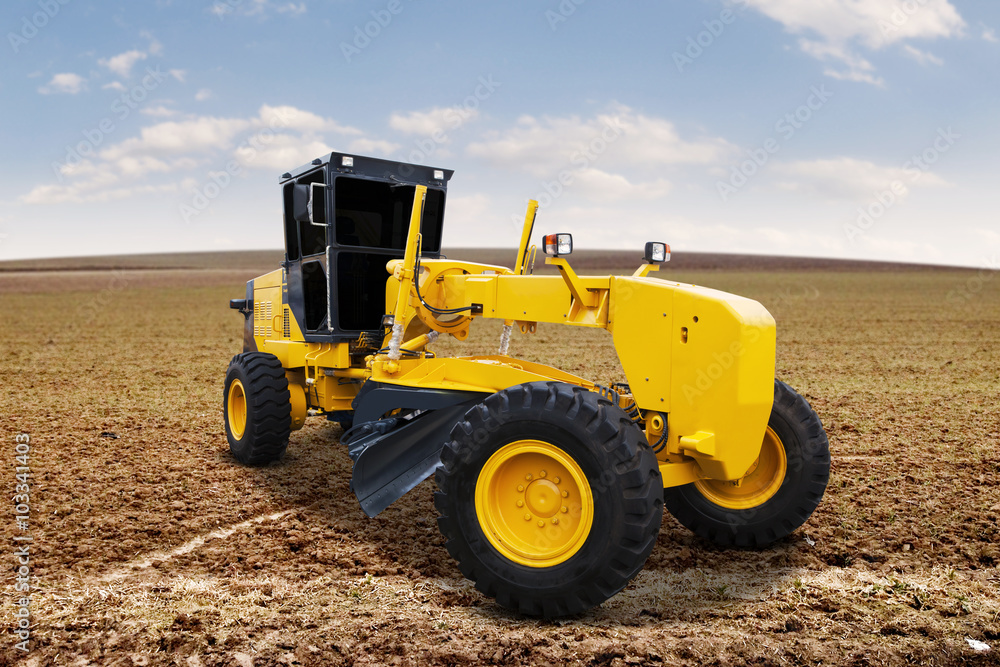 Motor grader on the road construction Motor grader on the road construction