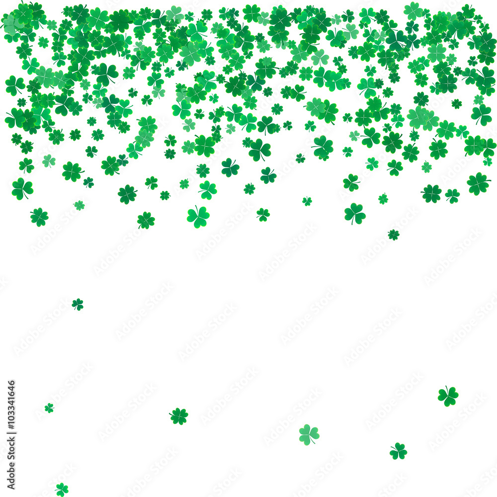 St. Patricks day background with flying clovers. St. Patricks day background with flying clovers.