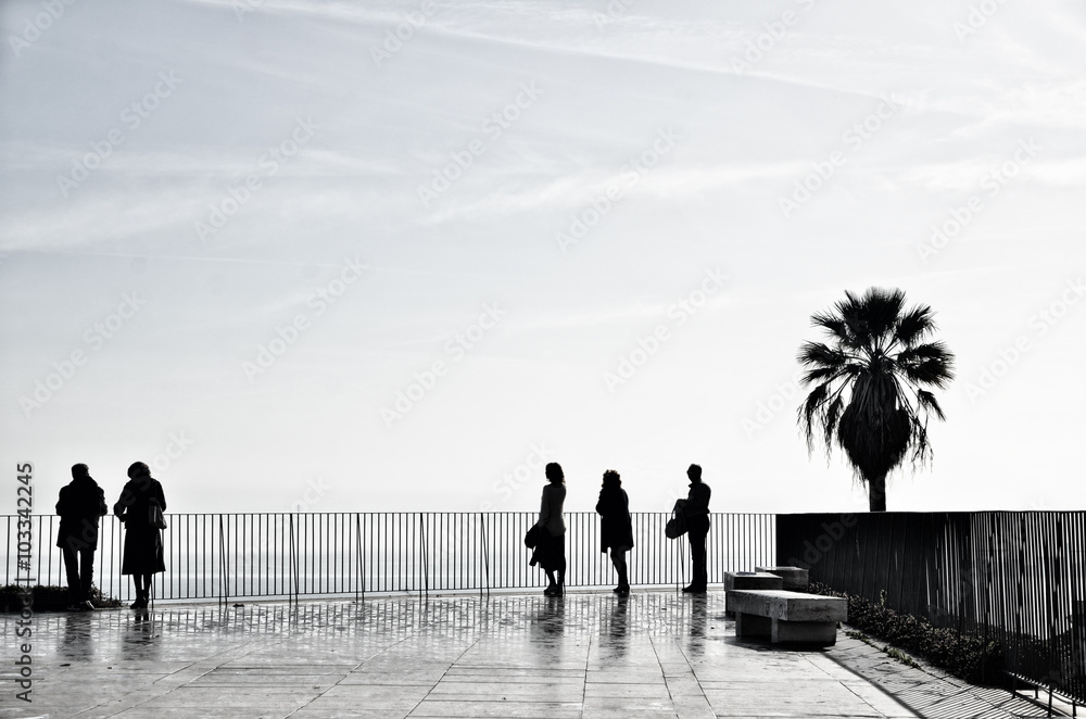 Fototapeta premium People on the terrace in Lisbon