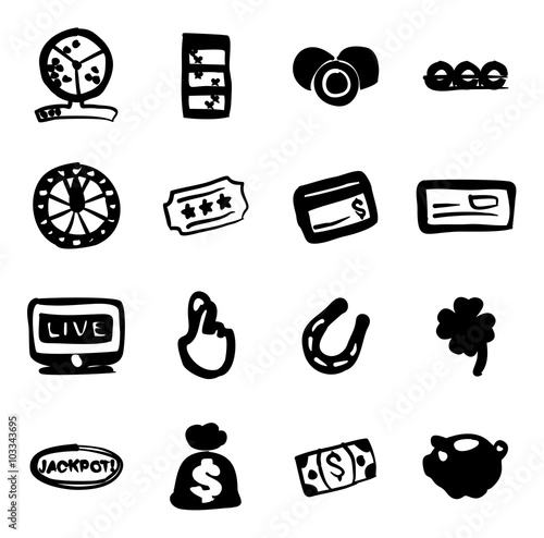 Lottery Icons Freehand Fill