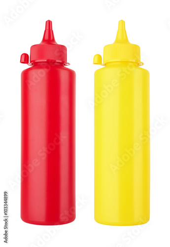 Bottles of Ketchup and Mustard