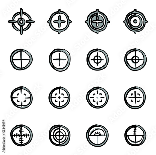 Crosshair Icons Freehand 2 Color