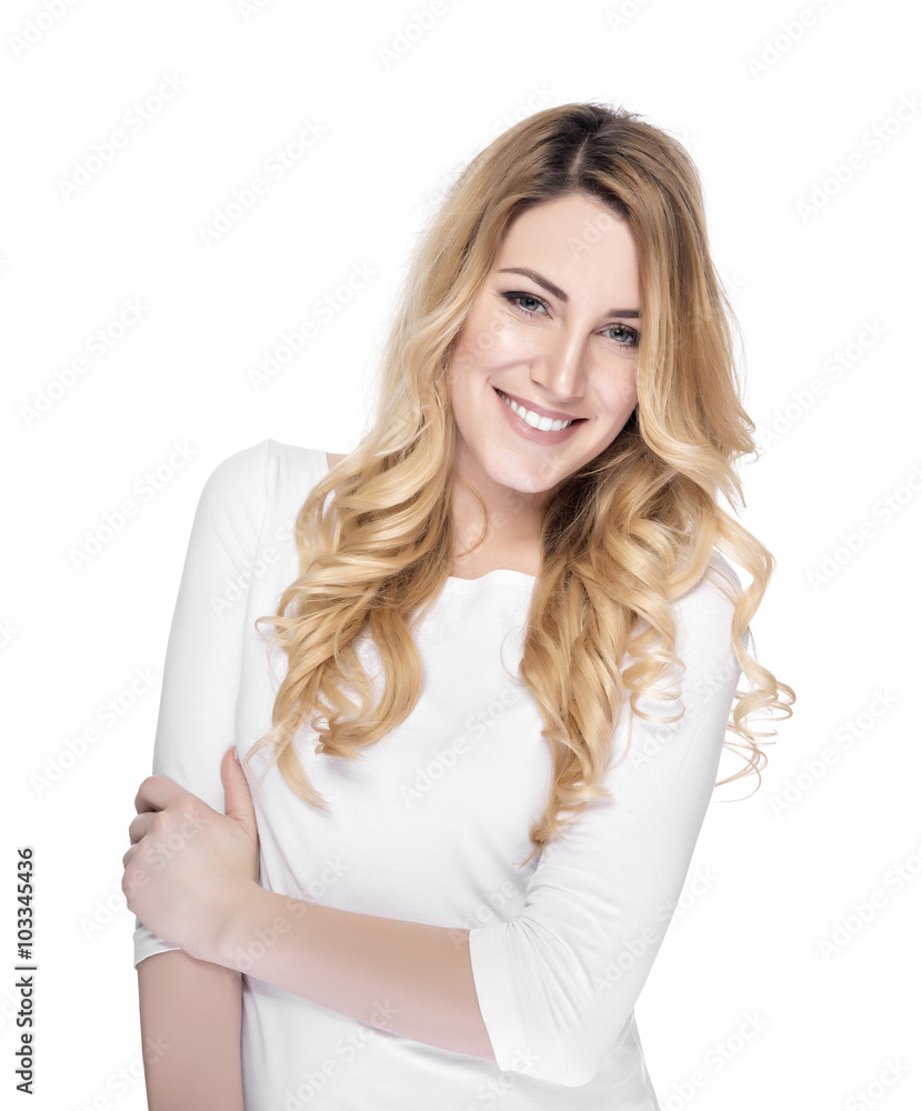 Portrait of smiling woman blond. Portrait of smiling woman blond.