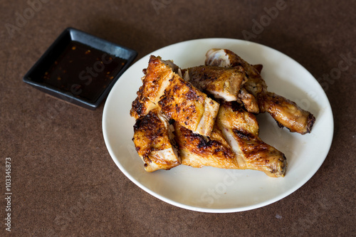 Grilled chicken or Roast chicken and chili sauce