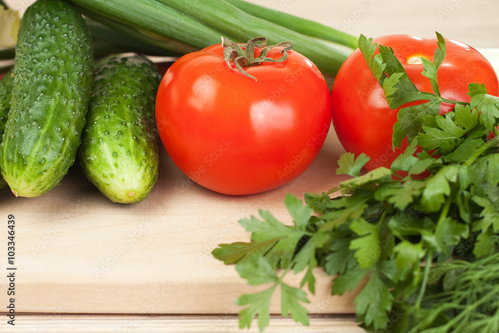 fresh vegetables on the hardboard fresh vegetables on the hardboard