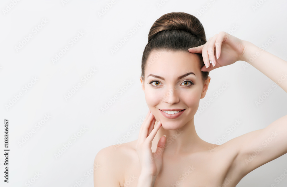 Beautiful elegant young woman with natural nude make-up. Profes Beautiful elegant young woman with natural nude make-up. Profes