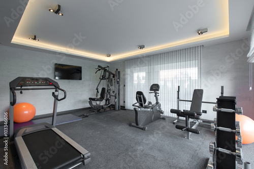 Home gym in luxury villa house