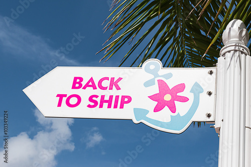 "Back to ship" arrow sign