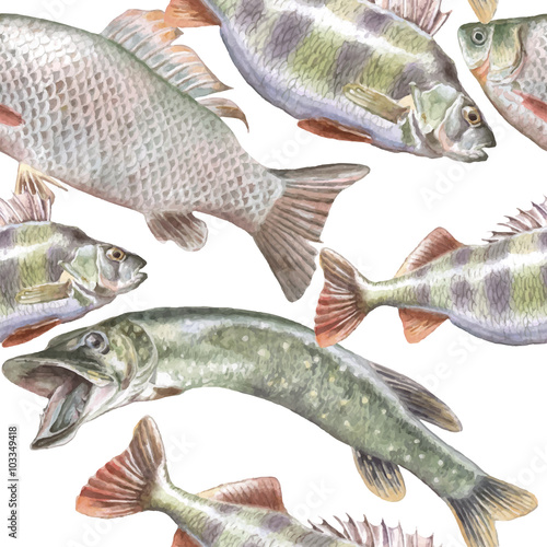 Seamless pattern with fish