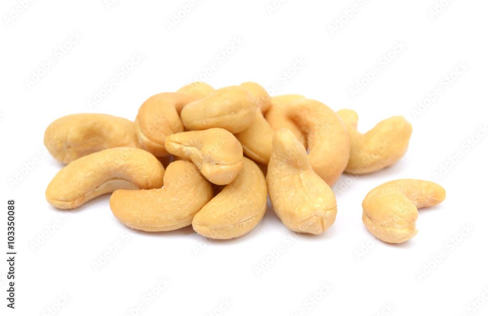 Tasty Cashew nuts isolated on white background Tasty Cashew nuts isolated on white background