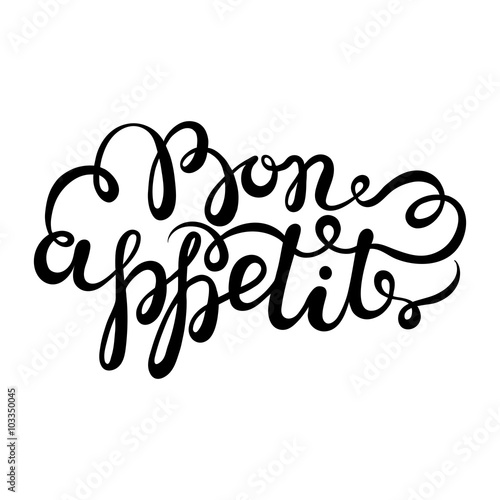 Bon appetit hand drawn pen brush lettering