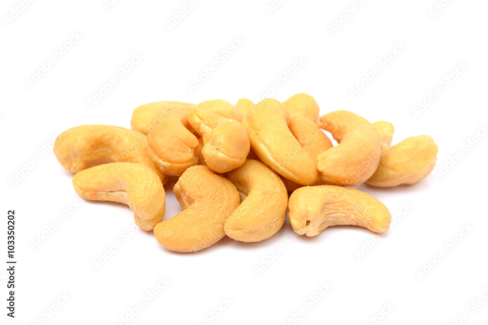 Tasty Cashew nuts isolated on white background Tasty Cashew nuts isolated on white background