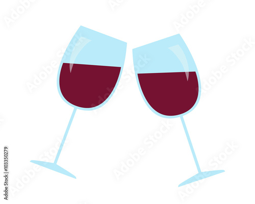 Two glasses of wine. Vector illustration.