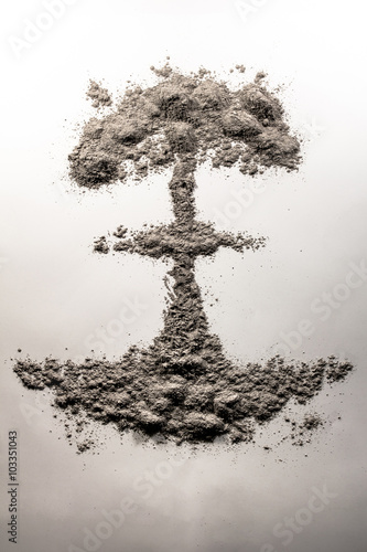 Atom bomb mushroom cloud made of ash