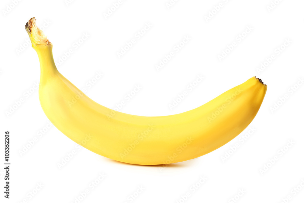 Single banana isolated on a white