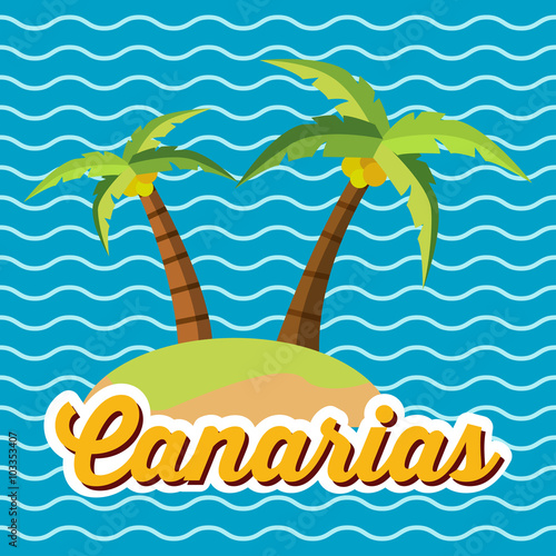 Icono plano Canarias en isla sobre fondo marino