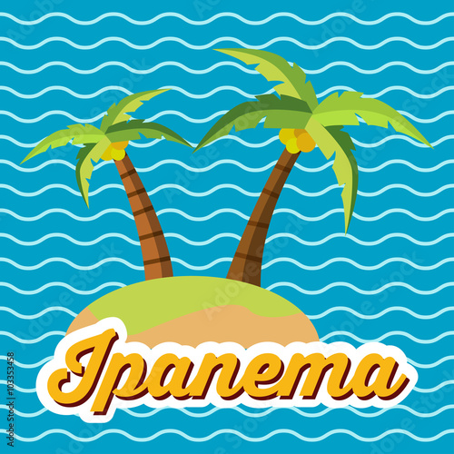 Icono plano Ipanema en isla sobre fondo marino