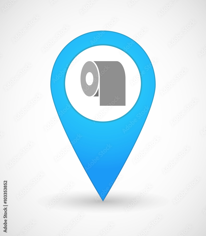 Map mark icon with a toilet paper roll Map mark icon with a toilet paper roll