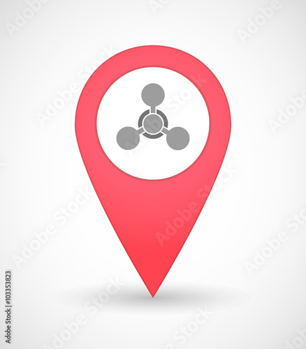 Map mark icon with a chemical weapon sign