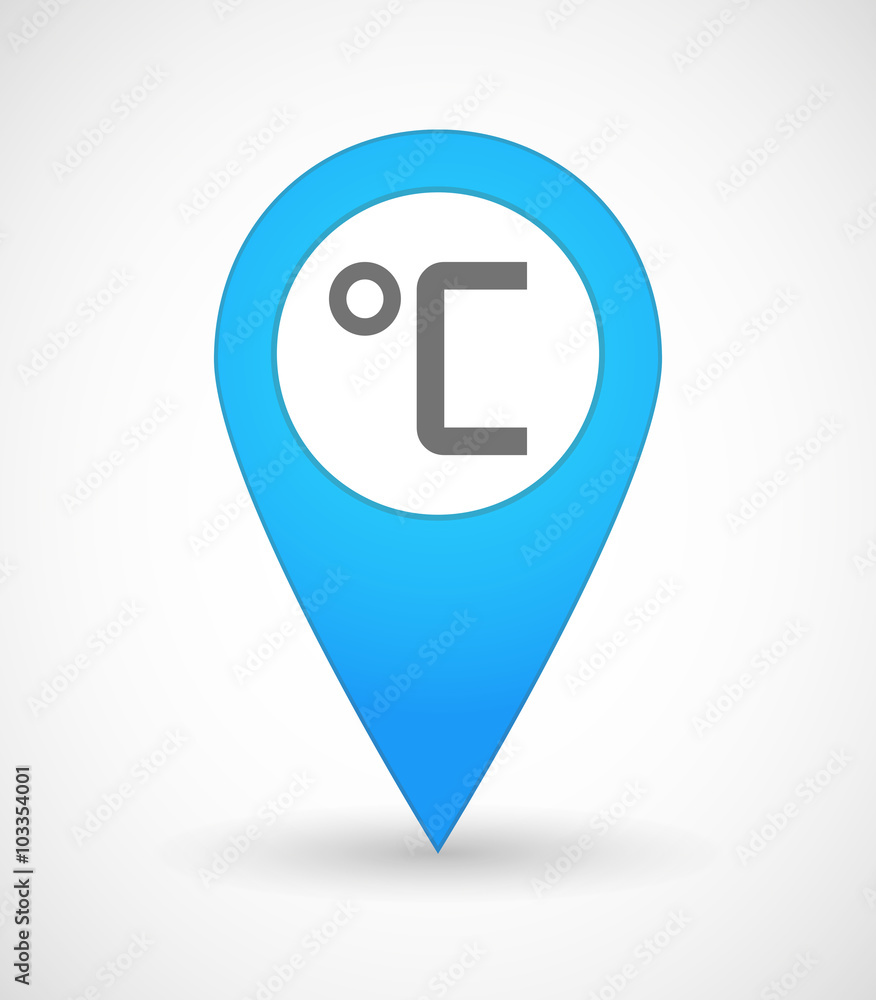 Map mark icon with a celsius degree sign Map mark icon with a celsius degree sign