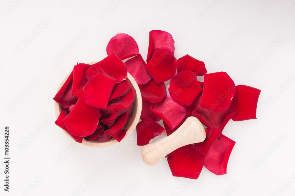 Rose petals and mortar, spa theme Rose petals and mortar, spa theme