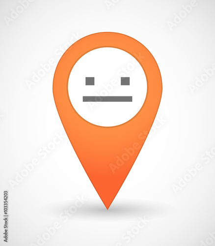 Free Download Map mark icon with a emotionless text face - GFXLoad
