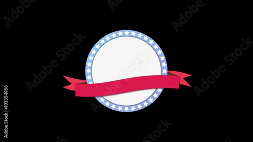Vintage patriotic usa tricolor blank label.Motion graphic empty banner animation.4k seamless loopable png+alpha 