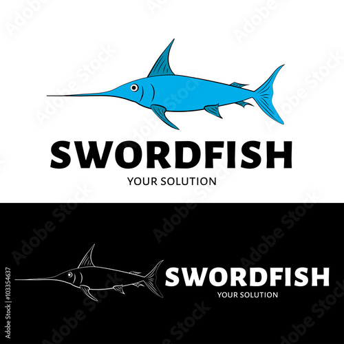 Vector logo swordfish. Brand logo in the shape of a swordfish.