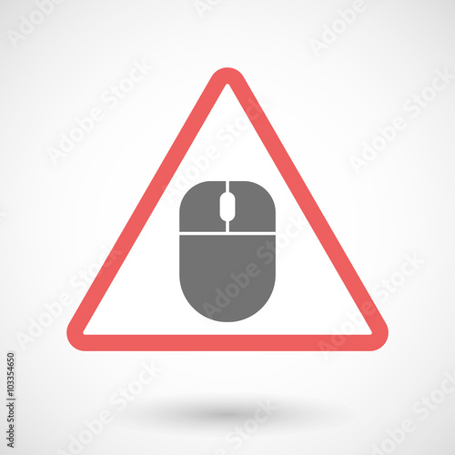 Warning signal icon with a wireless mouse