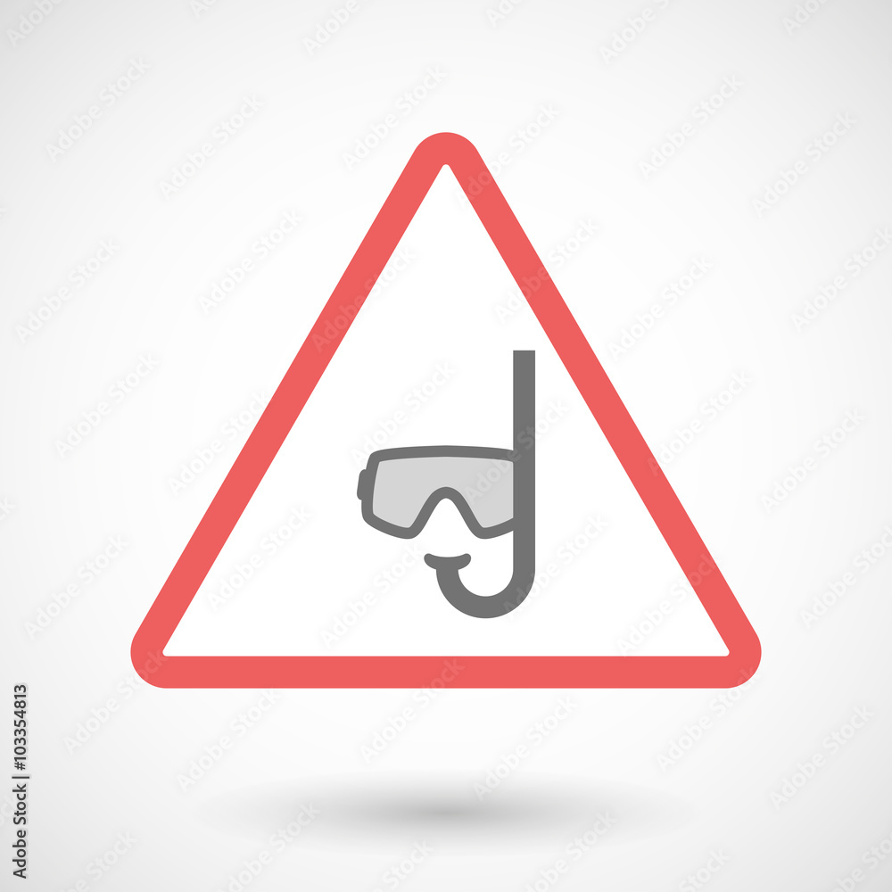 Warning signal icon with a diving goggles Warning signal icon with a diving goggles