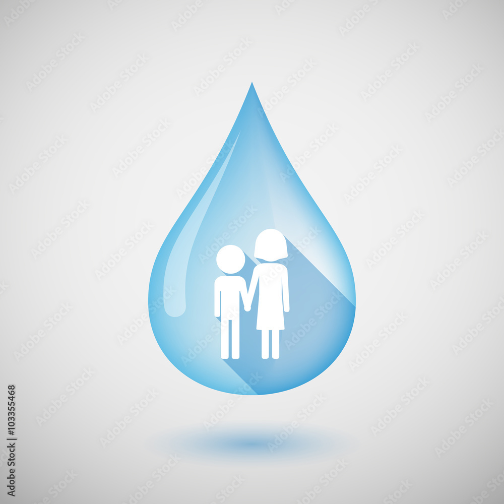Obraz premium Long shadow water drop icon with a childhood pictogram